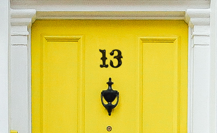 Door with the number 13 on it